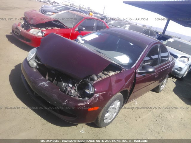 1B3ES46C41D117892 - 2001 DODGE NEON SE/ES MAROON photo 2