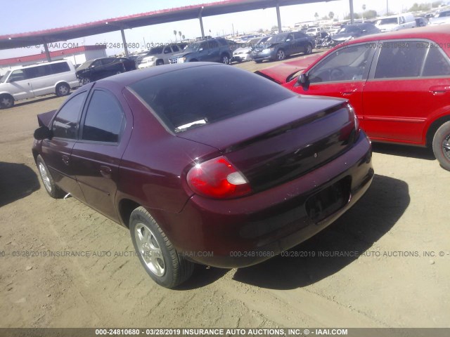 1B3ES46C41D117892 - 2001 DODGE NEON SE/ES MAROON photo 3