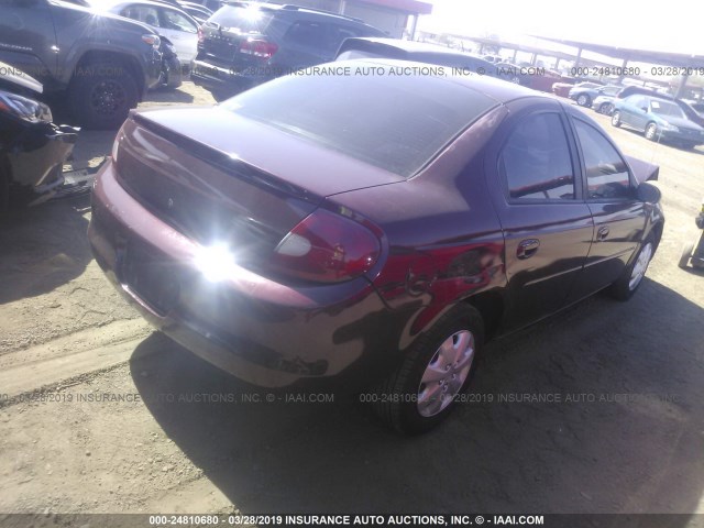 1B3ES46C41D117892 - 2001 DODGE NEON SE/ES MAROON photo 4