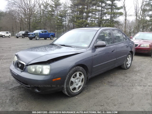 KMHDN45D02U267667 - 2002 HYUNDAI ELANTRA GLS/GT GRAY photo 2