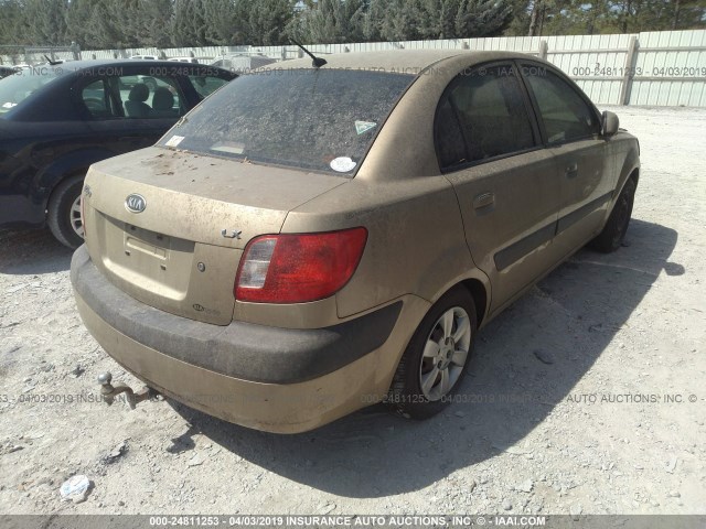 KNADE123076224633 - 2007 KIA RIO LX/SX GOLD photo 4