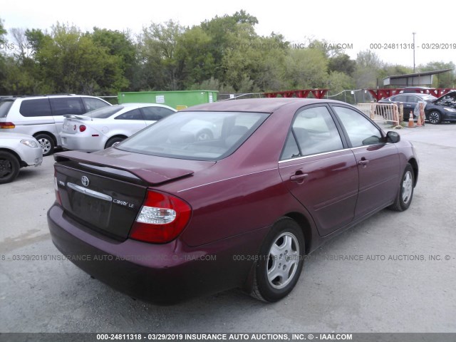 4T1BF32K02U015340 - 2002 TOYOTA CAMRY LE/XLE/SE RED photo 4