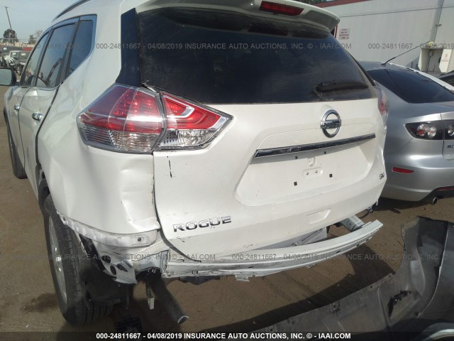 KNMAT2MT9GP691218 - 2016 NISSAN ROGUE S/SL/SV WHITE photo 6