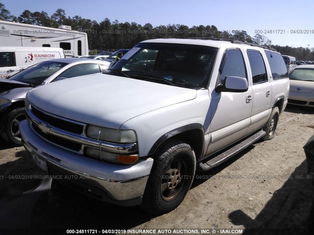 1GNEC16T91J269752 - 2001 CHEVROLET SUBURBAN C1500 WHITE photo 2