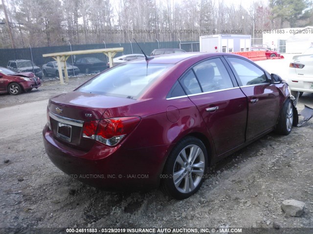 1G1PG5SB2D7119017 - 2013 CHEVROLET CRUZE LTZ MAROON photo 4