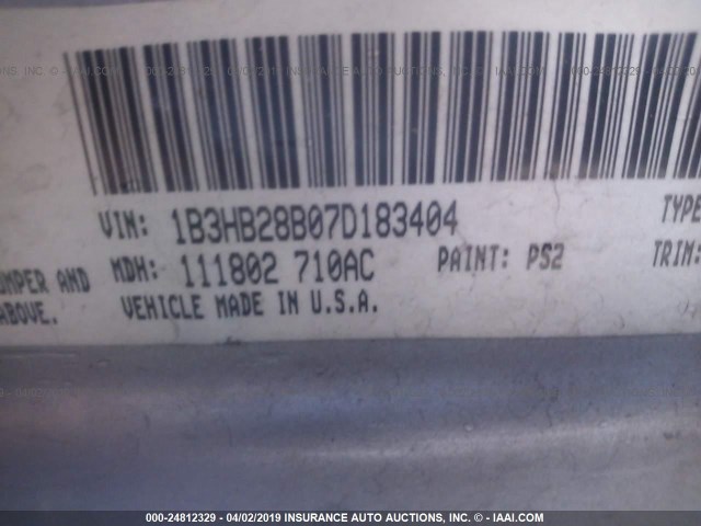 1B3HB28B07D183404 - 2007 DODGE CALIBER SILVER photo 9