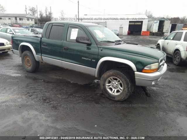 1B7HG48N52S664887 - 2002 DODGE DAKOTA QUAD SLT GREEN photo 1