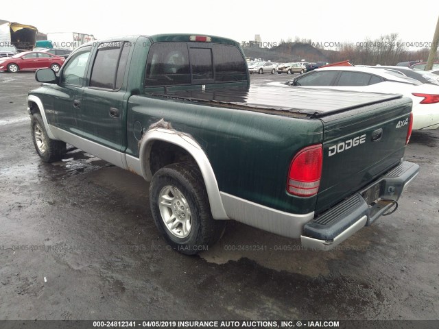 1B7HG48N52S664887 - 2002 DODGE DAKOTA QUAD SLT GREEN photo 3