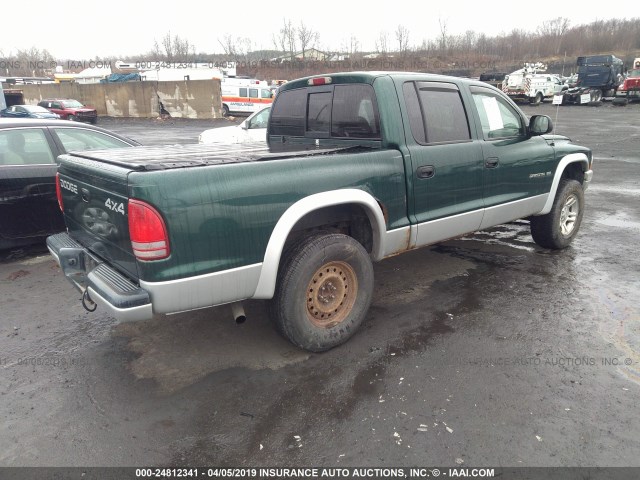 1B7HG48N52S664887 - 2002 DODGE DAKOTA QUAD SLT GREEN photo 4