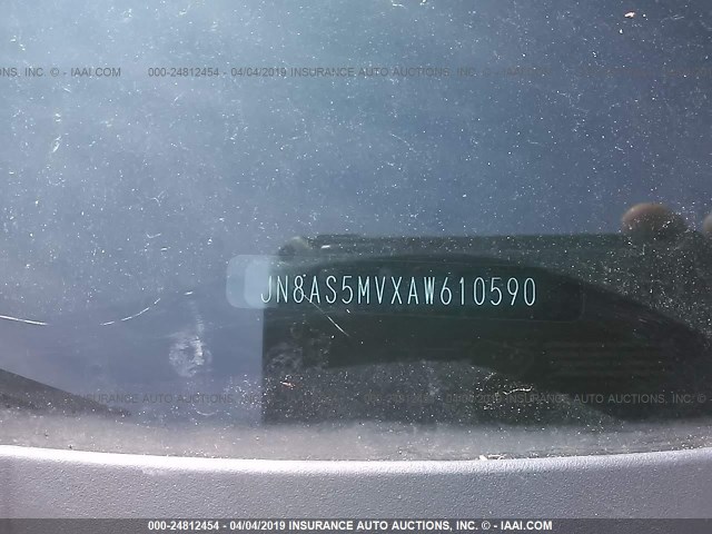 JN8AS5MVXAW610590 - 2010 NISSAN ROGUE S/SL/KROM SILVER photo 9