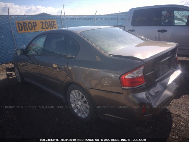 4S3BL616897218391 - 2009 SUBARU LEGACY 2.5I TAN photo 3