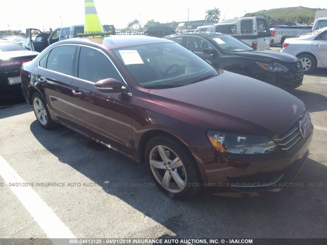 1VWBP7A35CC087433 - 2012 VOLKSWAGEN PASSAT SE BURGUNDY photo 1