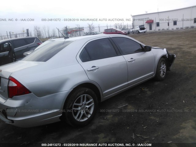 3FAHP0GA6CR360929 - 2012 FORD FUSION S SILVER photo 4