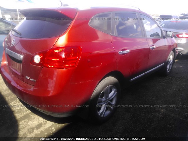 JN8AS5MV9CW352615 - 2012 NISSAN ROGUE S/SV RED photo 4