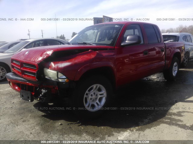 1D7HL38X73S163854 - 2003 DODGE DAKOTA QUAD SPORT RED photo 2