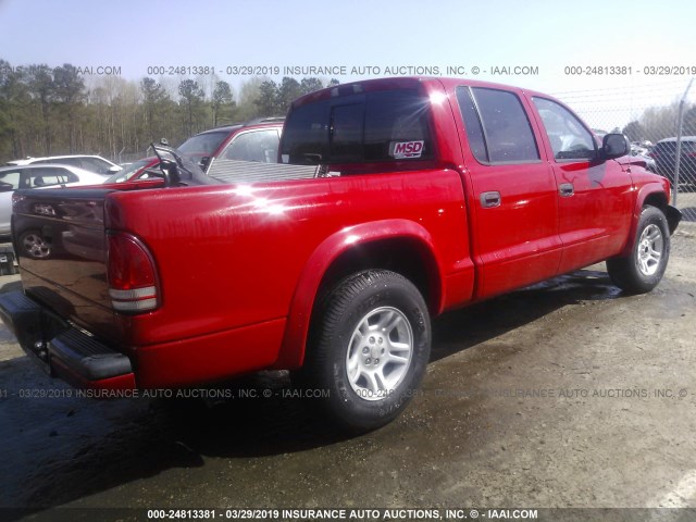 1D7HL38X73S163854 - 2003 DODGE DAKOTA QUAD SPORT RED photo 4