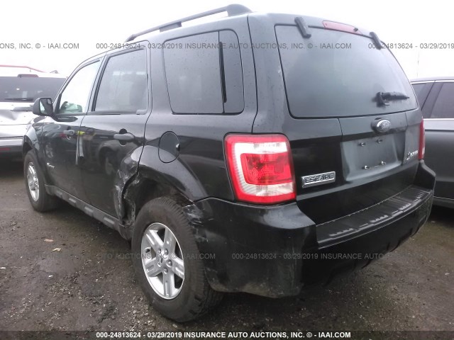 1FMCU59389KA38522 - 2009 FORD ESCAPE HYBRID BLACK photo 3