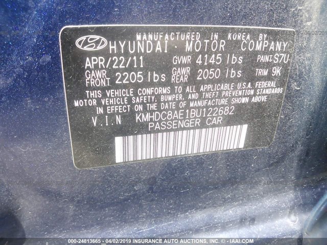 KMHDC8AE1BU122682 - 2011 HYUNDAI ELANTRA TOURING GLS/SE BLUE photo 9