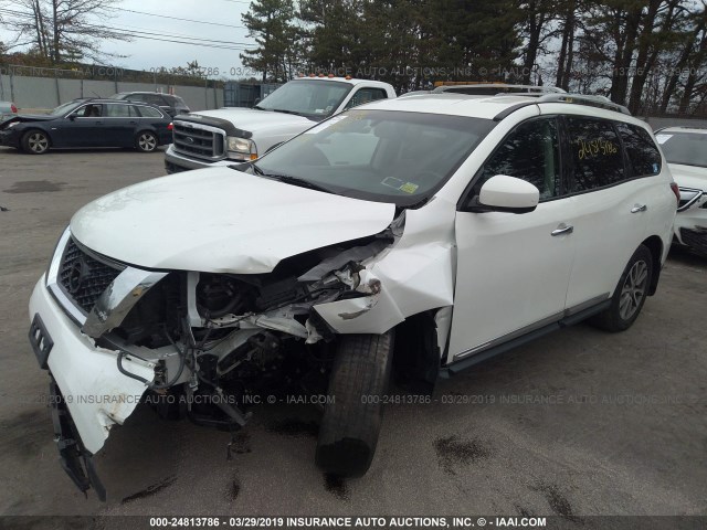 5N1AR2MM0FC616206 - 2015 NISSAN PATHFINDER S/SV/SL/PLATINUM WHITE photo 2