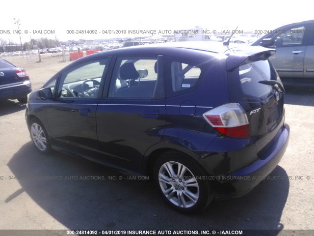 JHMGE88619S052812 - 2009 HONDA FIT SPORT BLUE photo 3