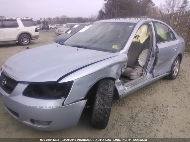 5NPEU46F96H129332 - 2006 HYUNDAI SONATA GLS/LX Light Blue photo 2