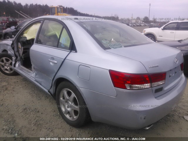 5NPEU46F96H129332 - 2006 HYUNDAI SONATA GLS/LX Light Blue photo 3