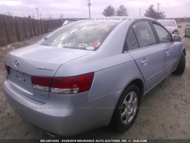 5NPEU46F96H129332 - 2006 HYUNDAI SONATA GLS/LX Light Blue photo 4