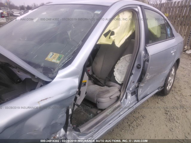 5NPEU46F96H129332 - 2006 HYUNDAI SONATA GLS/LX Light Blue photo 6