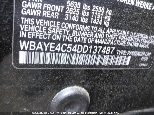 WBAYE4C54DD137487 - 2013 BMW 740 LI BLACK photo 9