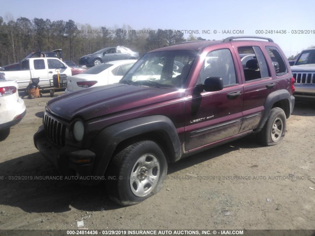 1J4GL48KX3W692234 - 2003 JEEP LIBERTY SPORT/FREEDOM ბურგუნდია ფოტო 2