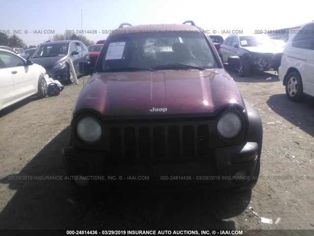 1J4GL48KX3W692234 - 2003 JEEP LIBERTY SPORT/FREEDOM ბურგუნდია ფოტო 6