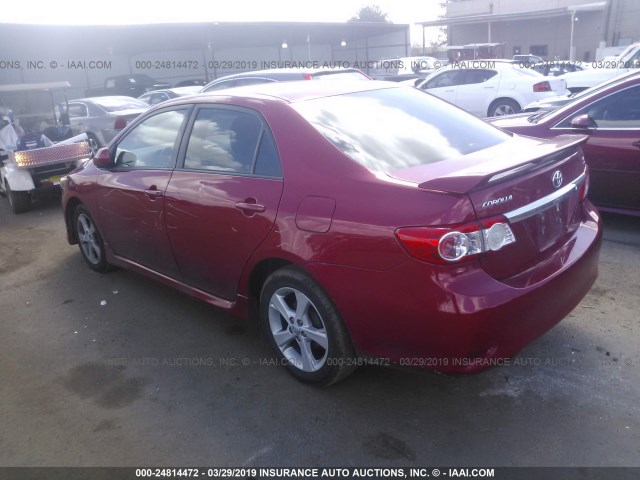 5YFBU4EE6CP019347 - 2012 TOYOTA COROLLA S/LE RED photo 3