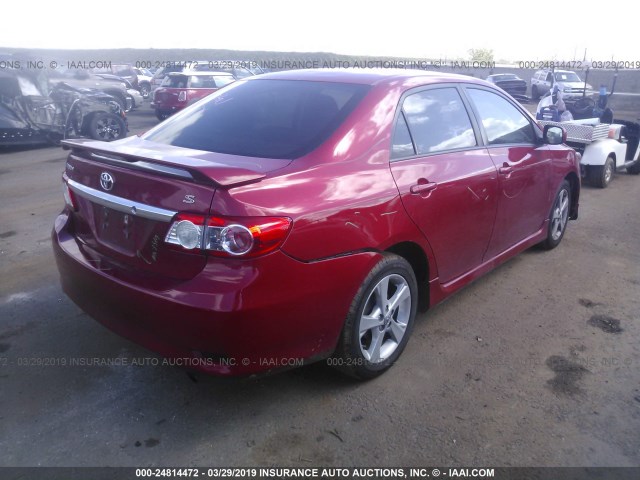 5YFBU4EE6CP019347 - 2012 TOYOTA COROLLA S/LE RED photo 4