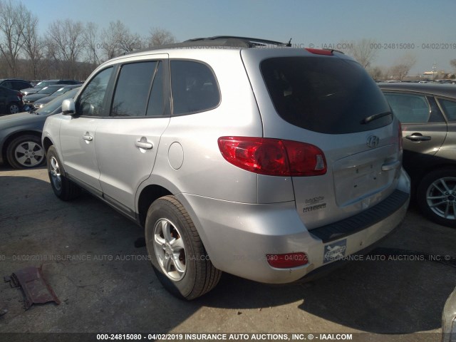 5NMSG73D68H202834 - 2008 HYUNDAI SANTA FE GLS SILVER photo 3