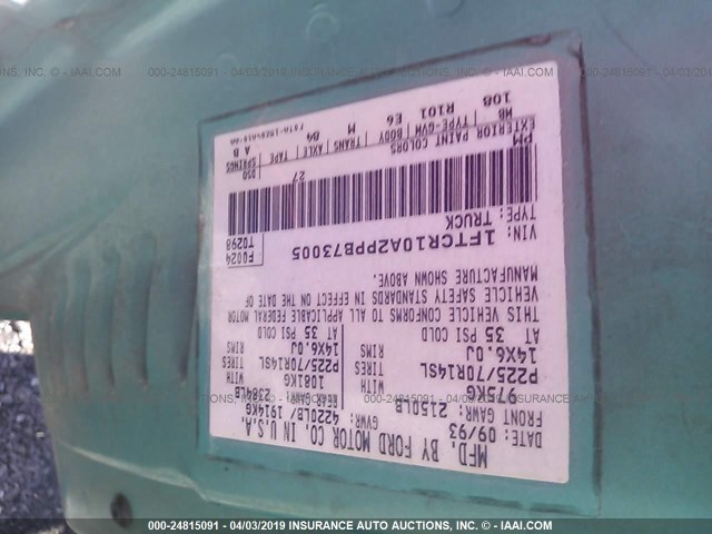 1FTCR10A2PPB73005 - 1993 FORD RANGER GREEN photo 9