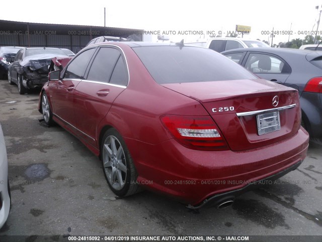 WDDGF4HB0CR238916 - 2012 MERCEDES-BENZ C 250 RED photo 3