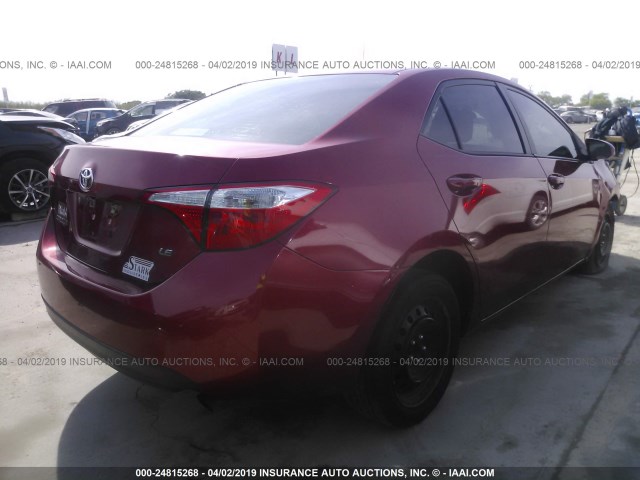 5YFBURHE0EP034258 - 2014 TOYOTA COROLLA L/LE/LE PLS/PRM/S/S PLS RED photo 4