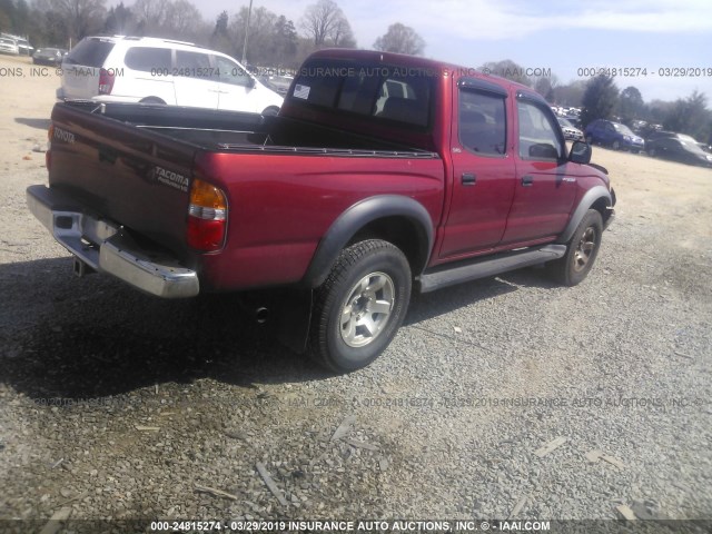 5TEGN92NX1Z844528 - 2001 TOYOTA TACOMA DOUBLE CAB PRERUNNER RED photo 4