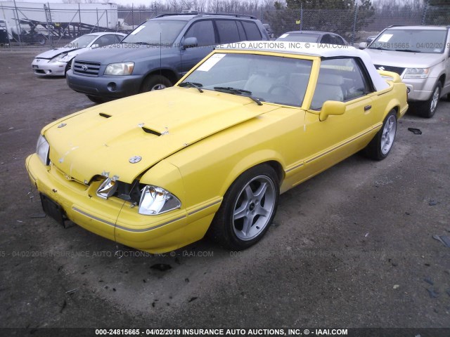 1FACP44E3PF157279 - 1993 FORD MUSTANG LX YELLOW photo 2