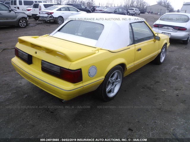 1FACP44E3PF157279 - 1993 FORD MUSTANG LX YELLOW photo 4