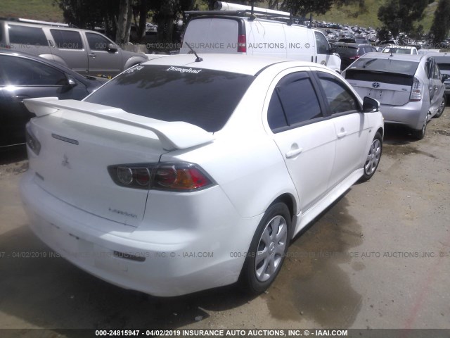 JA32U2FU0FU001538 - 2015 MITSUBISHI LANCER ES WHITE photo 4