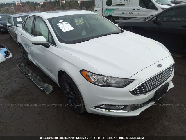 3FA6P0LU4JR102266 - 2018 FORD FUSION SE HYBRID WHITE photo 1