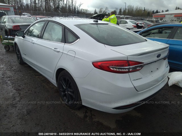 3FA6P0LU4JR102266 - 2018 FORD FUSION SE HYBRID WHITE photo 3