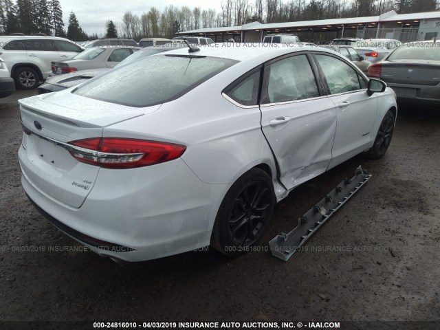 3FA6P0LU4JR102266 - 2018 FORD FUSION SE HYBRID WHITE photo 4