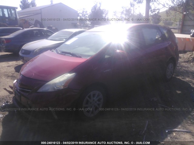 JTDZN3EU6D3247274 - 2013 TOYOTA PRIUS V RED photo 2