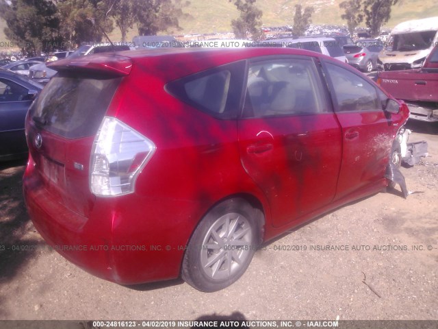 JTDZN3EU6D3247274 - 2013 TOYOTA PRIUS V RED photo 4