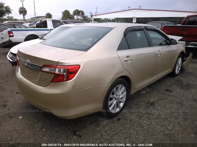 4T1BF1FKXCU143844 - 2012 TOYOTA CAMRY SE/LE/XLE GOLD photo 4