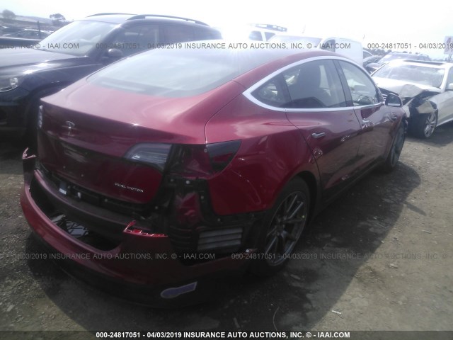 5YJ3E1EB0JF145976 - 2018 TESLA MODEL 3 RED photo 4