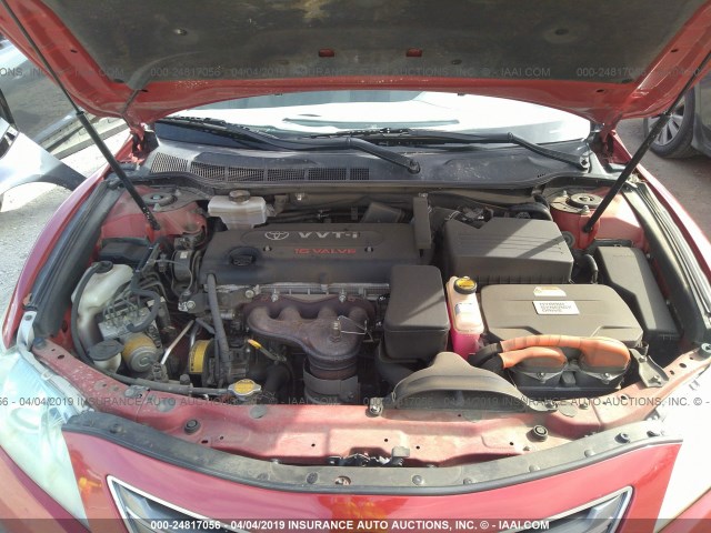 4T1BB46K17U004270 - 2007 TOYOTA CAMRY NEW GENERAT HYBRID RED photo 10