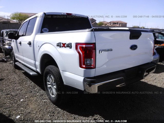 1FTEW1EFXHKD45303 - 2017 FORD F150 SUPERCREW WHITE photo 3